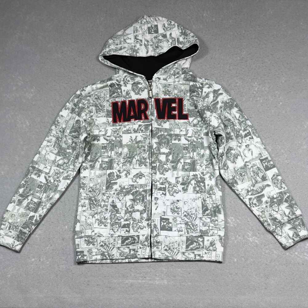 Marvel Zip-Up Hoodie Superheroes Universal Studios Embroidered AOP Youth Small